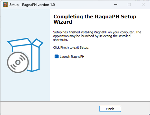 Installer step 4: Completing the Setup Wizard with Launch option